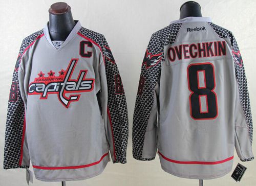 Capitals #8 Alex Ovechkin Charcoal Cross Check Fashion Stitched Jersey - Zenithce