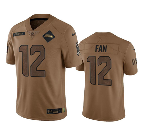 Seattle Seahawks #12 Fan 2023 Brown Salute To Service Limited Stitched Jersey - Zenithce