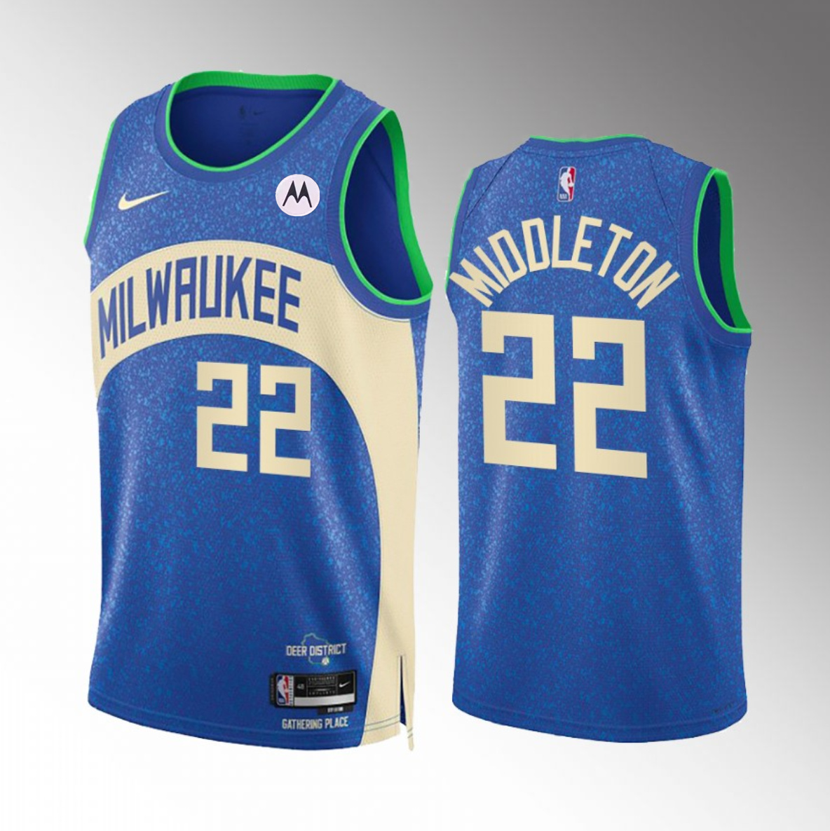 Milwaukee Bucks #22 Khris Middleton Blue 2023-24 City Edition Stitched Jersey - Zenithce