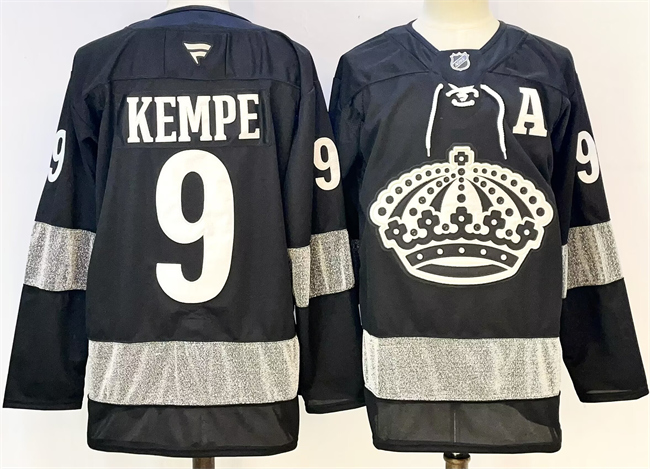 Los Angeles Kings #9 Adrian Kempe Black With A Patch Alternate Stitched Jersey - Zenithce