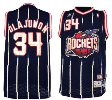 Houston Rockets #34 Hakeem Olajuwon ABA Hardwood Classic Swingman Navy Blue Jersey - Zenithce