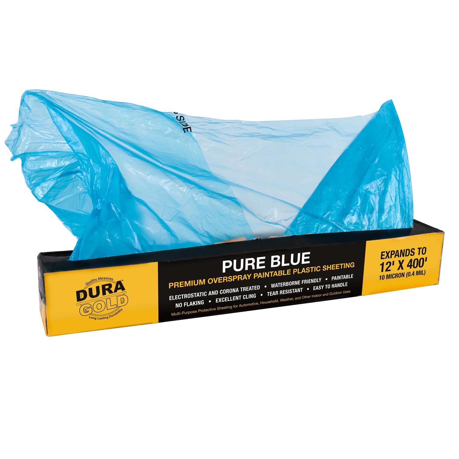 Dura-Gold Roll of Pure Blue Premium Overspray Paintable Plastic Sheeting - Zenithce