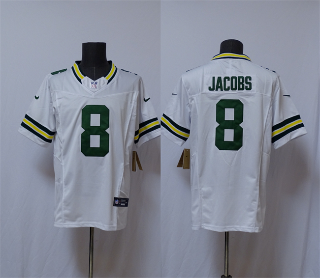Green Bay Packers #8 Josh Jacobs White Vapor 2025 F.U.S.E. Limited Stitched Jersey - Zenithce