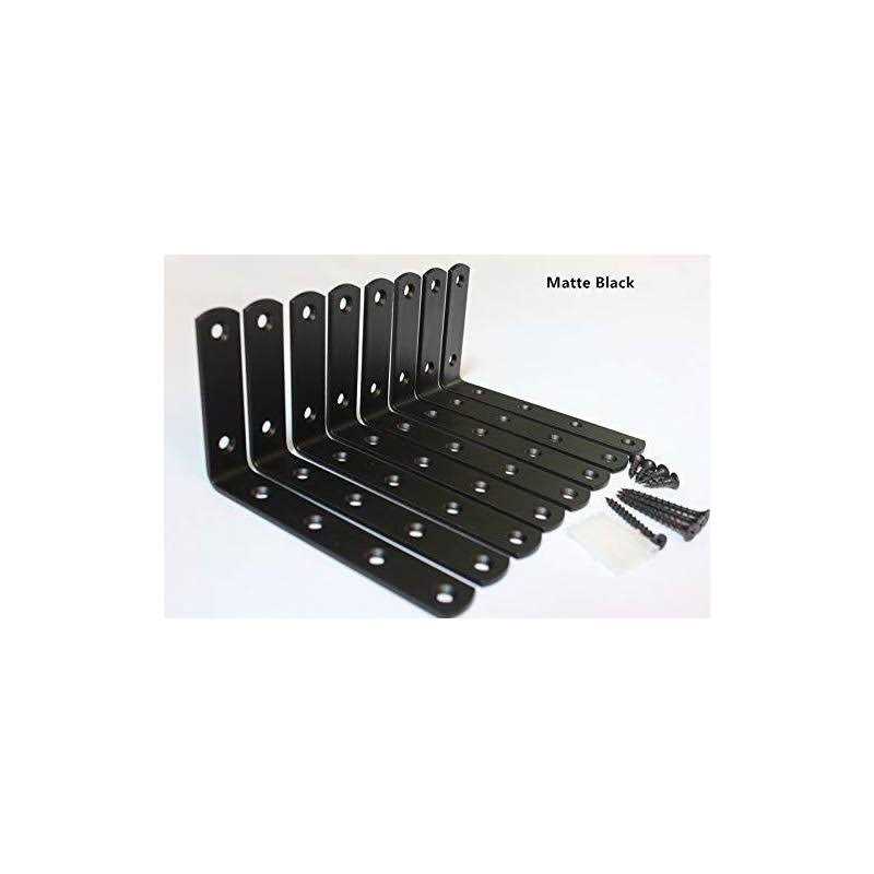 Mhmydz 4 Pcs Black Steel Heavy Duty’L’ Corner Brace Joint Angle Bracket Shelf Bracket Wall Hanging with Screws 125mmX75mm/5 InchX3 Inch Decorative Cor - Zenithce