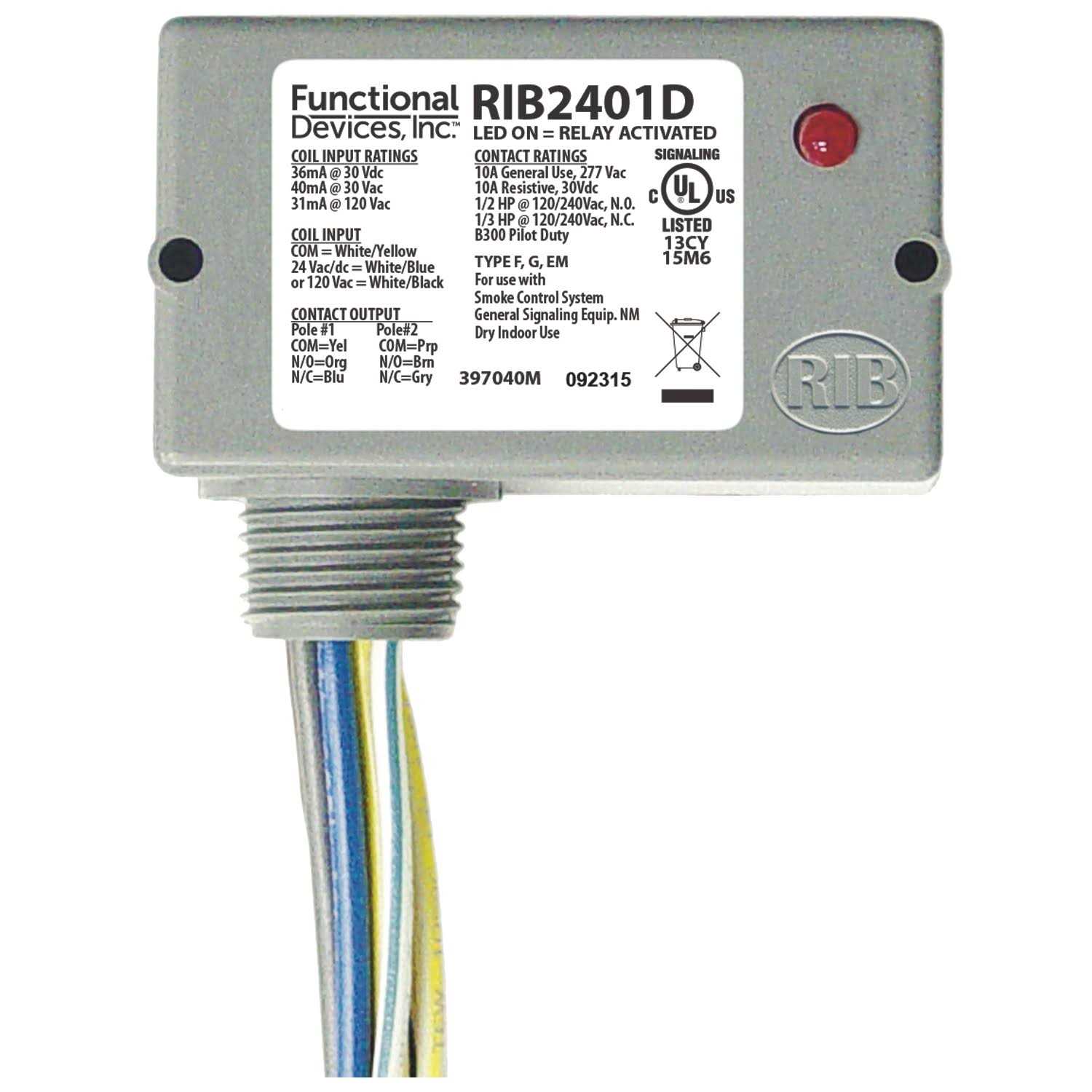 Functional Devices RIB2401B Enclosed SPDT Power Relay - Zenithce