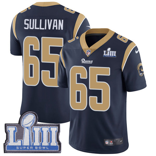 Los Angeles Rams #65 John Sullivan Navy Blue Super Bowl LIII Vapor Untouchable Limited Stitched Jersey - Zenithce