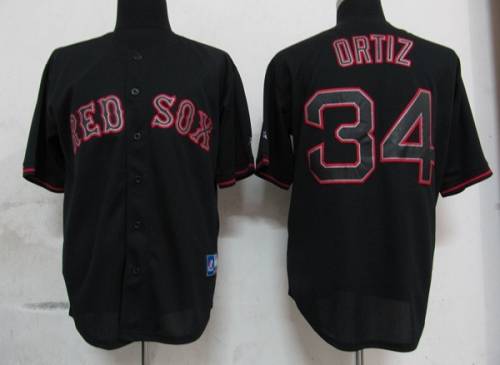 Red Sox #34 David Ortiz Black Fashion Stitched Jersey - Zenithce