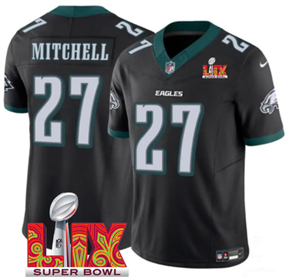 Philadelphia Eagles #27 Quinyon Mitchell Black 2025 Super Bowl LIX Patch Vapor Untouchable Limited Stitched Jersey - Zenithce