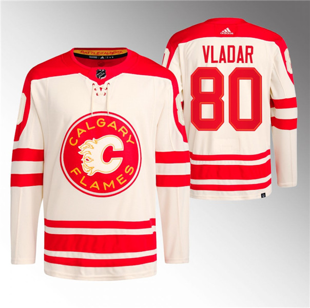 Calgary Flames #80 Daniel Vladar 2023 Cream Classic Primegreen Stitched Jersey - Zenithce