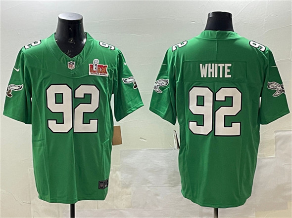 Philadelphia Eagles #92 Reggie White Green 2025 Super Bowl LIX Patch F.U.S.E. Throwback Vapor Untouchable Limited Stitched Jersey - Zenithce