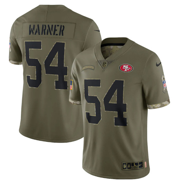 San Francisco 49ers #54 Fred Warner 2022 Olive Salute To Service Limited Stitched Jersey - Zenithce