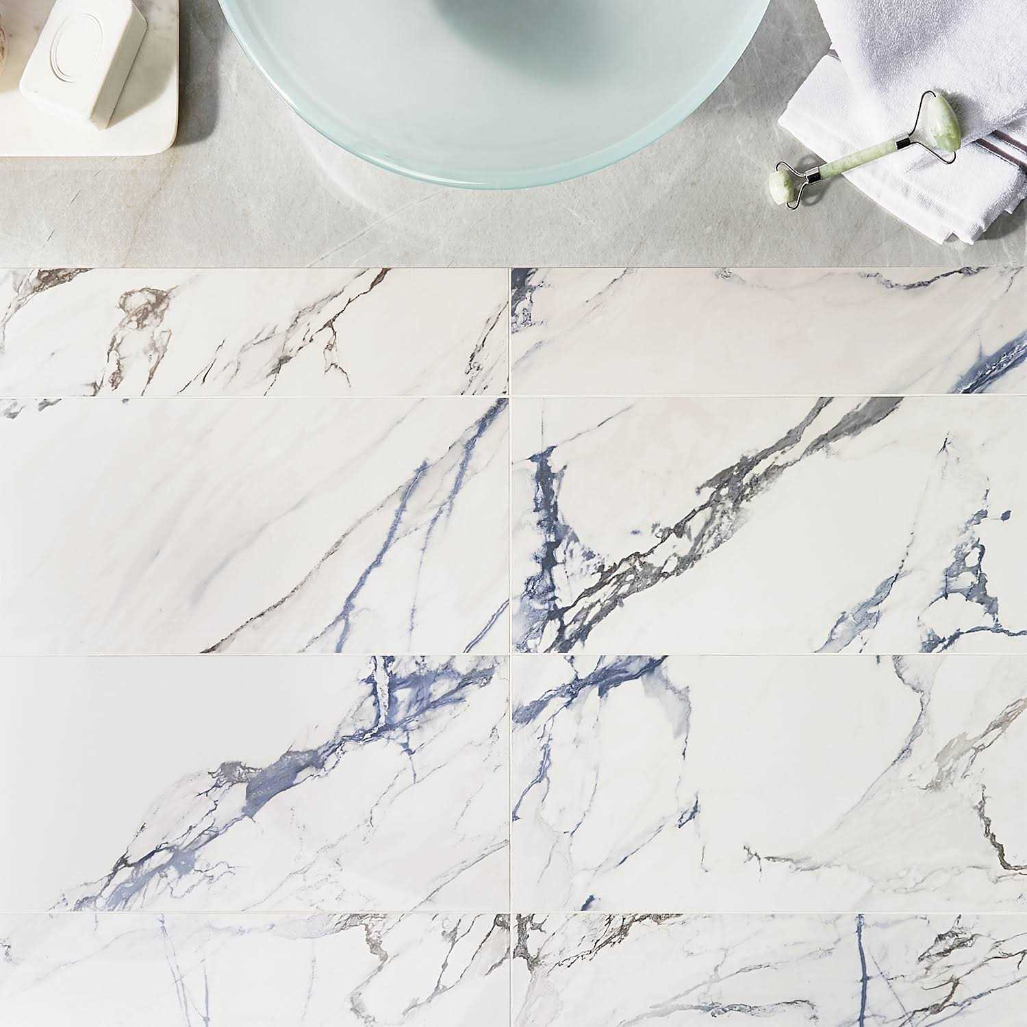 Ivy Hill Tile Calacatta Indigo 24 in. Polished Porcelain Floor and Wall Tile - Zenithce