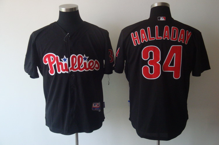 Phillies #34 Roy Halladay Black Stitched Jersey - Zenithce
