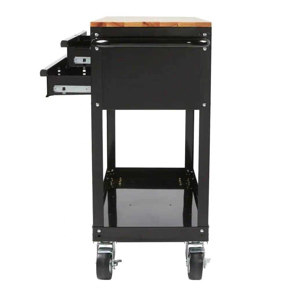 Husky 36 in 3-Drawer Rolling Tool Cart with Wood Top - Zenithce