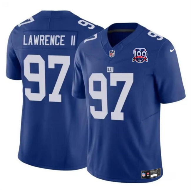 New York Giants #97 Dexter Lawrence II Blue 2024 F.U.S.E. 100TH Season Patch Vapor Untouchable Limited Stitched Jersey - Zenithce