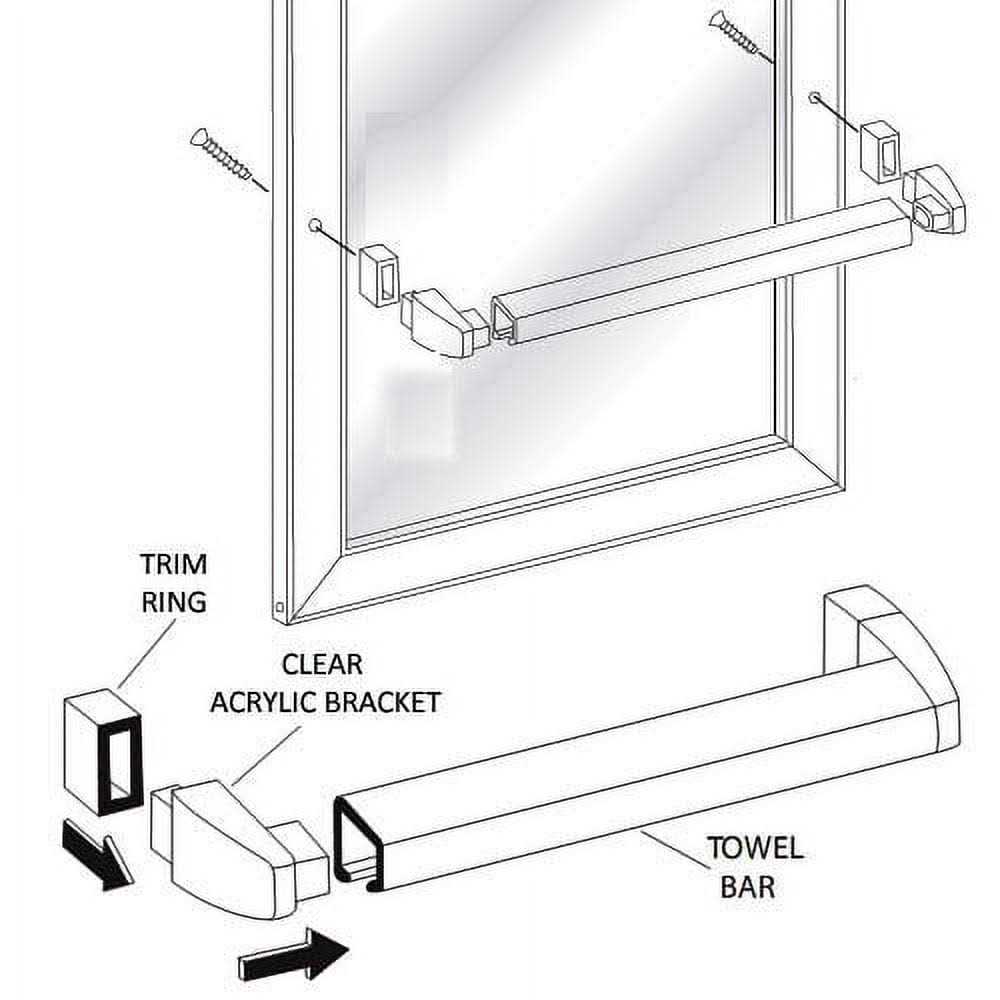 Gordon Glass Long Chrome Framed Sliding Shower Door Towel Bar with Clear Acrylic Brackets - Zenithce