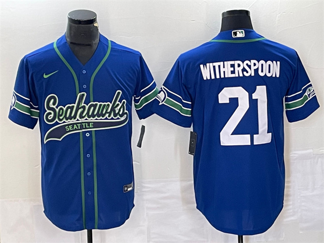 Seattle Seahawks #21 Devon Witherspoon Royal Throwback Cool Base Stitched Jersey - Zenithce