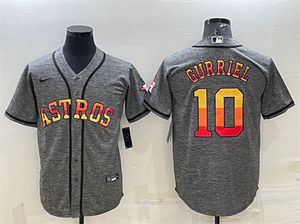 Houston Astros #10 Yuli Gurriel Gray Cool Base Stitched Baseball Jersey - Zenithce
