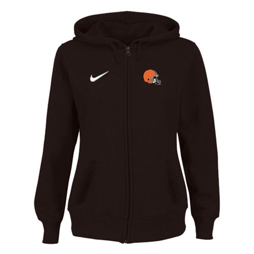 Women's Cleveland Browns Stadium Rally Full Zip Hoodie Brown - Zenithce