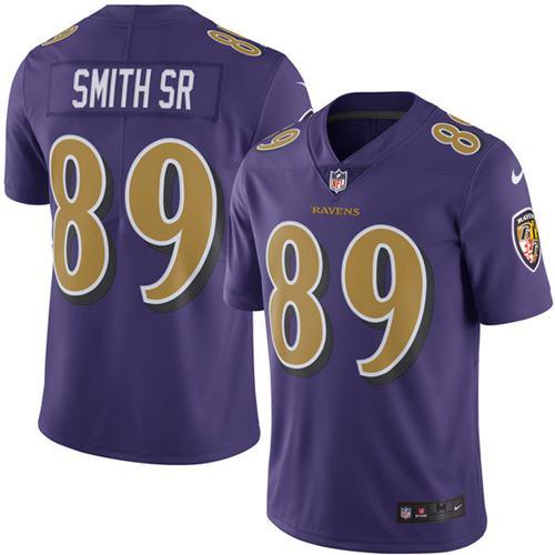 Ravens #89 Steve Smith Sr Purple Stitched Limited Rush Nike Jersey - Zenithce
