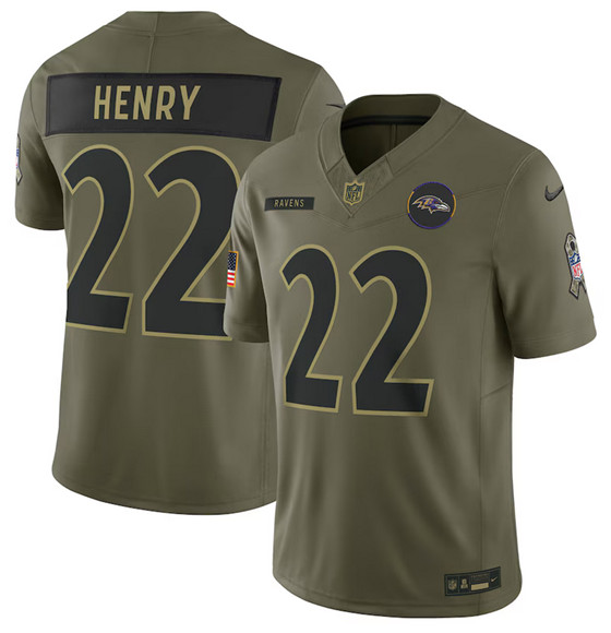 Baltimore Ravens #22 Derrick Henry Olive 2025 Salute to Service Limited Stitched Jersey - Zenithce