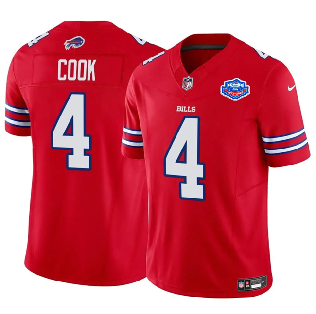 Buffalo Bills #4 James Cook Red 2025 F.U.S.E. With Farewell Patch Vapor Untouchable Limited Stitched Jersey - Zenithce