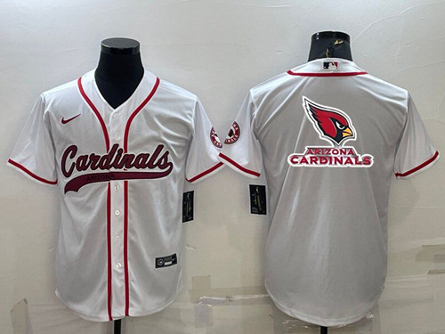 Arizona Cardinals White Team Big Logo With Patch Cool Base Stitched Baseball Jersey - Zenithce