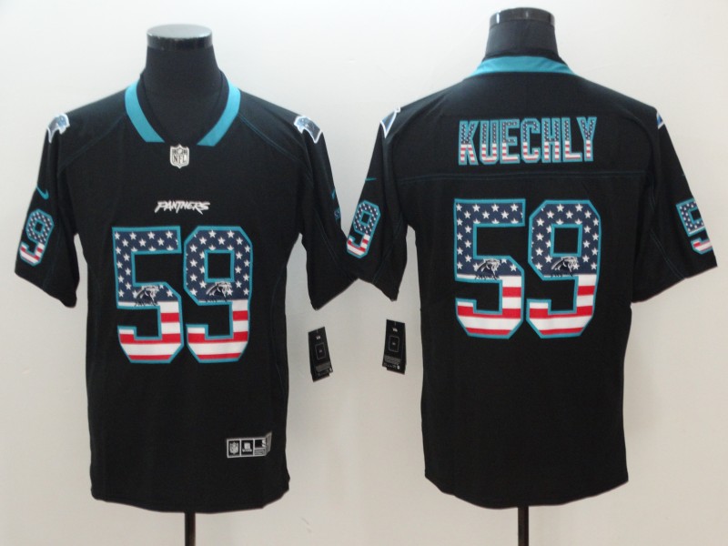 Panthers #59 Luke Kuechly 2018 Black USA Flag Color Rush Limited Fashion Stitched Jersey - Zenithce