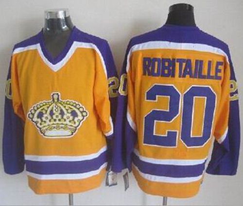 Kings #20 Luc Robitaille Yellow CCM Throwback Stitched Jersey - Zenithce
