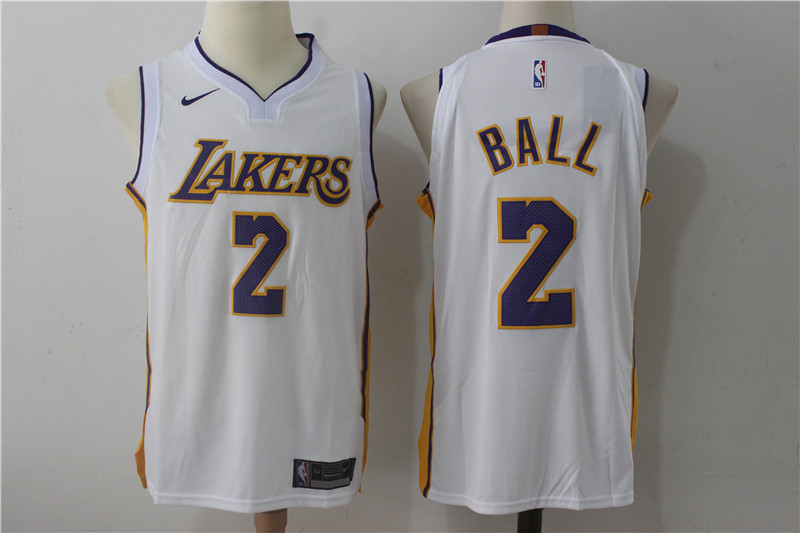 Los Angeles Lakers #2 Lonzo Ball New White 2017-2018 Swingman Stitched Jersey - Zenithce