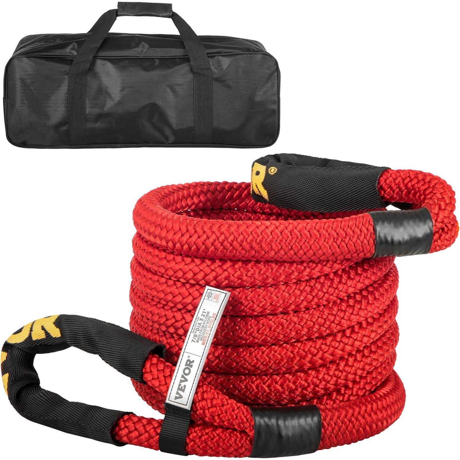 VEVOR 31.5′ Recovery Tow Rope Heavy Duty Nylon Double Braided Kinetic Energy Rope w/Loops and Protective Sleeves - Zenithce