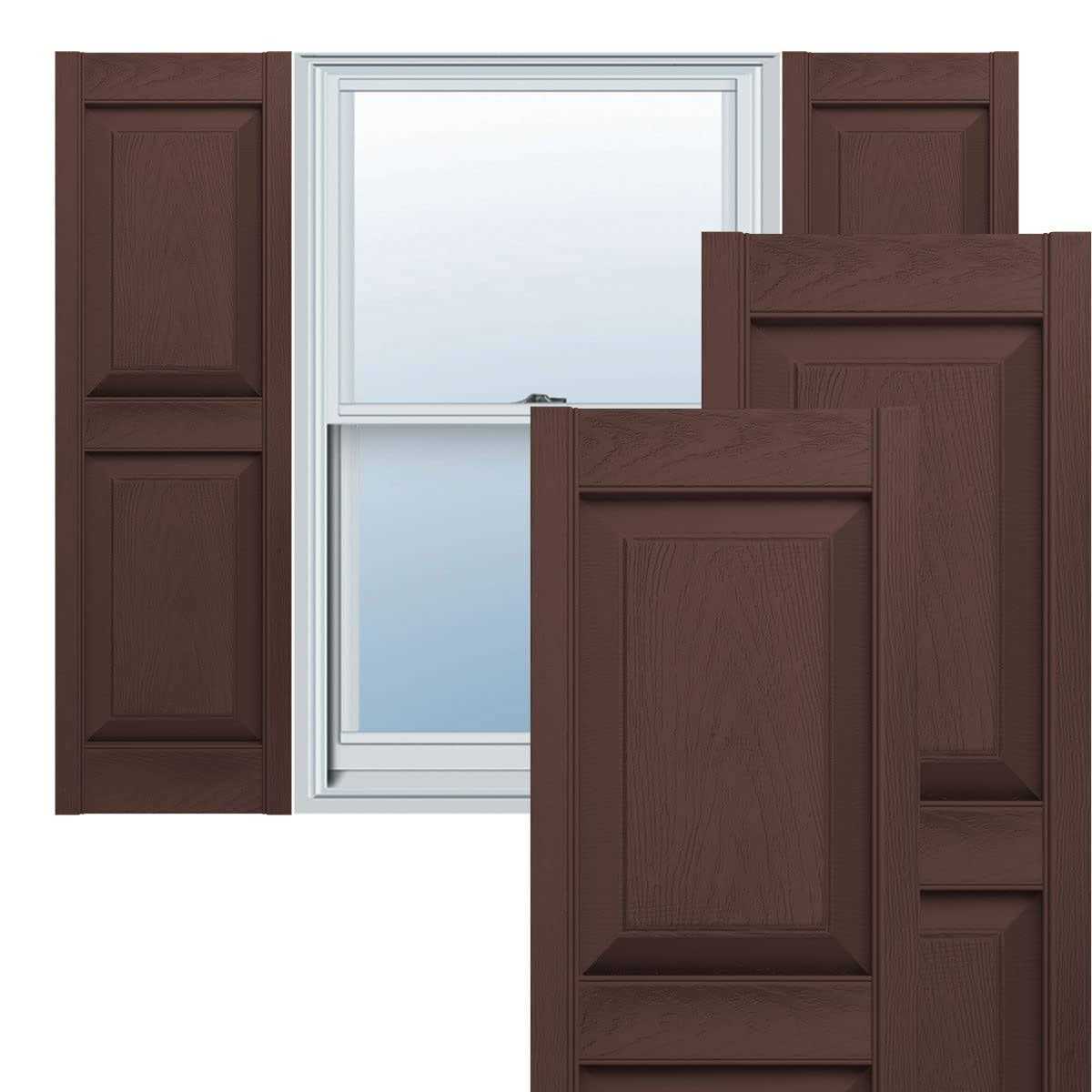 Ekena Millwork Lifetime Vinyl Standard Two Equal Raised Panel Shutters - Zenithce