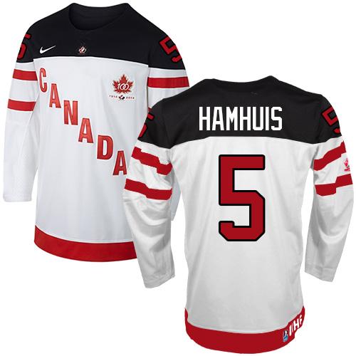 Olympic CA. #5 Dan Hamhuis White 100th Anniversary Stitched Jersey - Zenithce