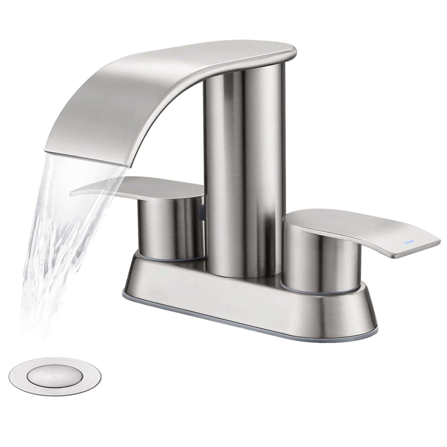 Ultimate Unicorn Waterfall Bathroom Sink Faucet Two Handles Bathroom Faucet with Metal Pop up Sink Drain Stopper, Two Holes Or 3 Holes Bathroom Basin - Zenithce