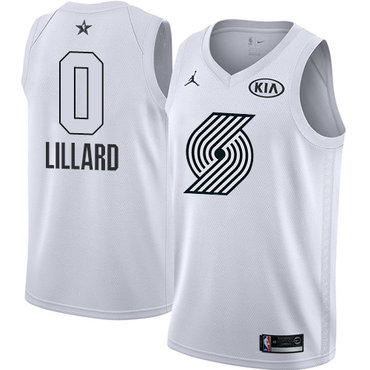 Blazers #0 Damian Lillard White Jordan Swingman 2018 All-Star Game Jersey - Zenithce