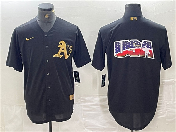 Oakland Athletics Black Gold Team Big Logo Cool Base Stitched Jersey - Zenithce