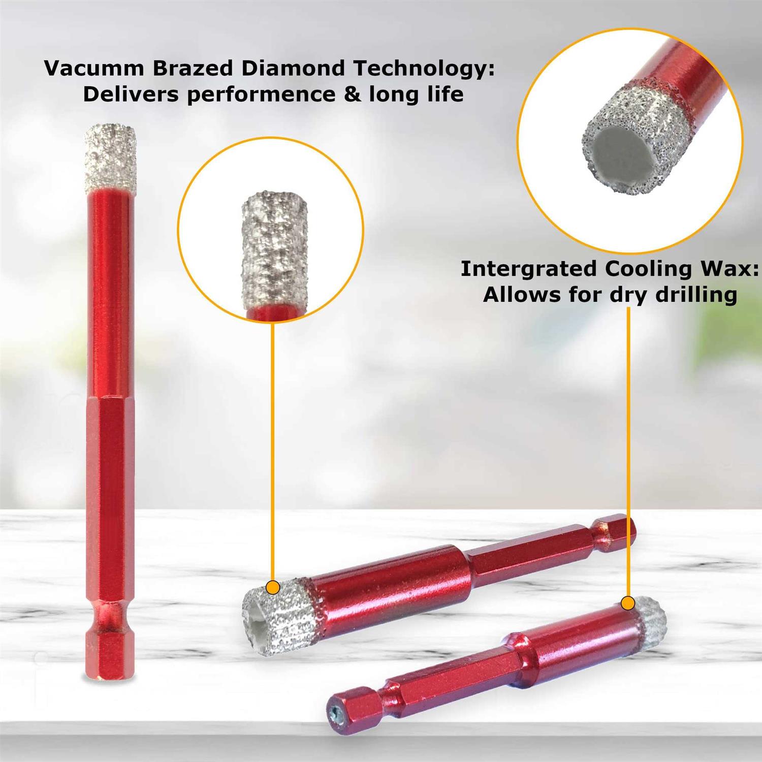 Superior Diamond Tools Dry Diamond Drill Bits 3pcs Quick Change Hex Shank - Zenithce