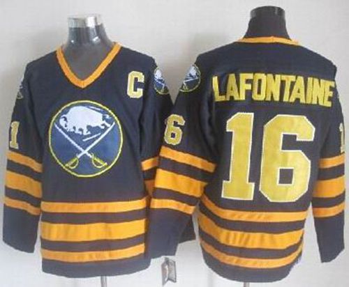 Sabres #16 Pat Lafontaine Navy Blue CCM Throwback Stitched Jersey - Zenithce