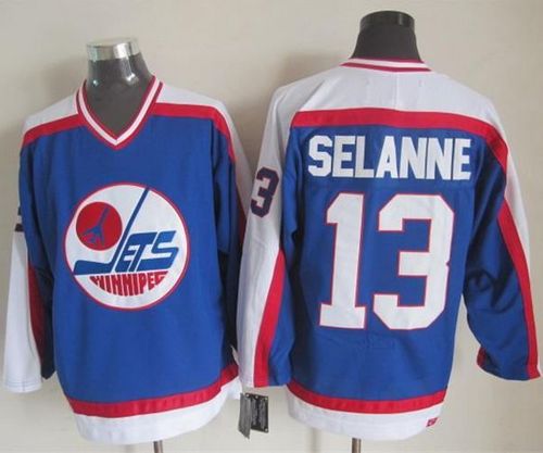 Jets #13 Teemu Selanne Blue White CCM Throwback Stitched Jersey - Zenithce
