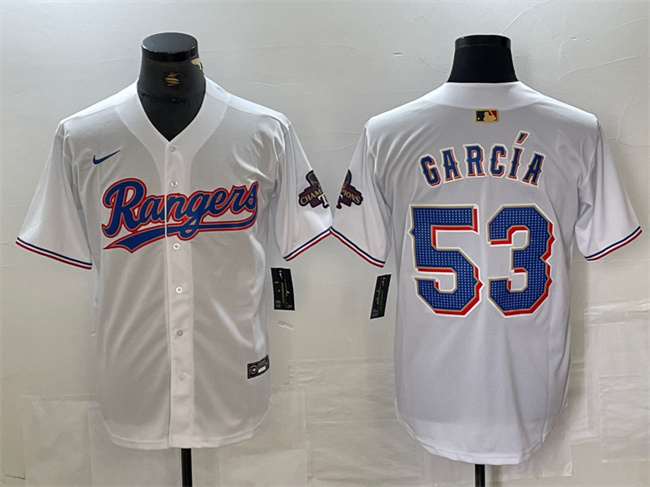 Texas Rangers #53 Adolis García White Gold Cool Base Stitched Jersey - Zenithce