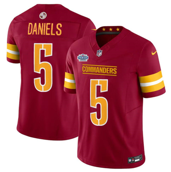 Washington Commanders #5 Jayden Daniels Burgundy 2024 With Draft Patch F.U.S.E Vapor Limited Stitched Jersey - Zenithce