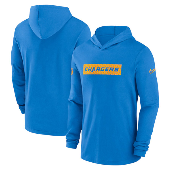 Los Angeles Chargers Blue Sideline Performance Hoodie - Zenithce