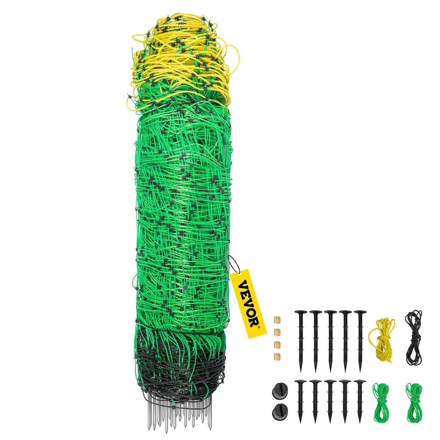 VEVOR Electric Netting Fence Kit Sheep Fencing 35.4 inchh x 164’l with 14 Posts Spikes - Zenithce