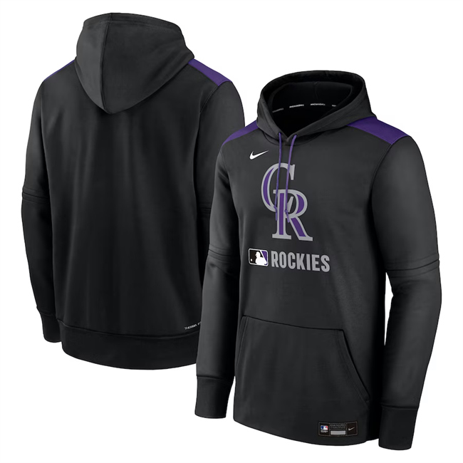 Colorado Rockies Black Collection Performance Pullover Hoodie - Zenithce