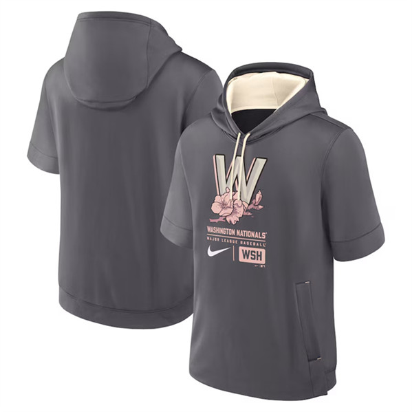 Washington Nationals Grey City Connect Short Sleeve Pullover Hoodie - Zenithce