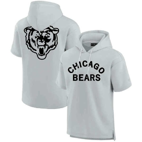 Chicago Bears Gray Super Soft Fleece Short Sleeve Hoodie - Zenithce