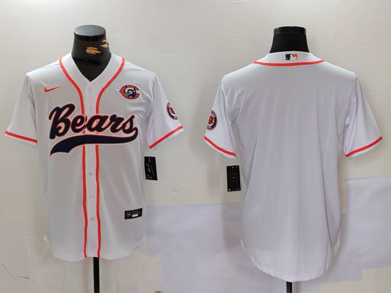 Chicago Bears Blank White With Patch Cool Base Stitched Jersey - Zenithce
