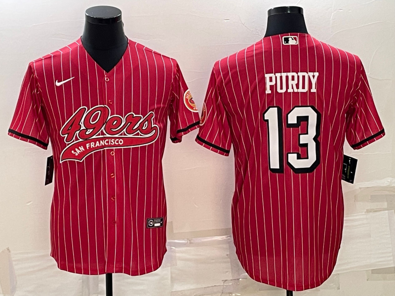 San Francisco 49ers #13 Brock Purdy Red With Patch Cool Base Stitched Baseball Jersey - Zenithce