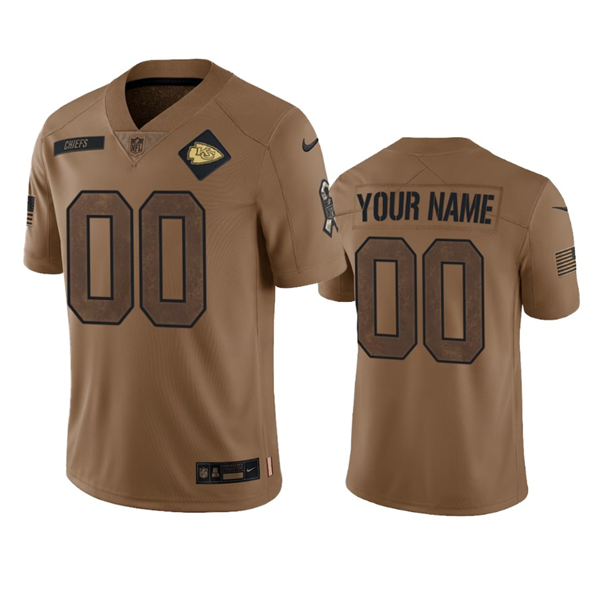 Kansas City Chiefs Custom 2023 Brown Salute To Service Limited Stitched Jersey - Zenithce