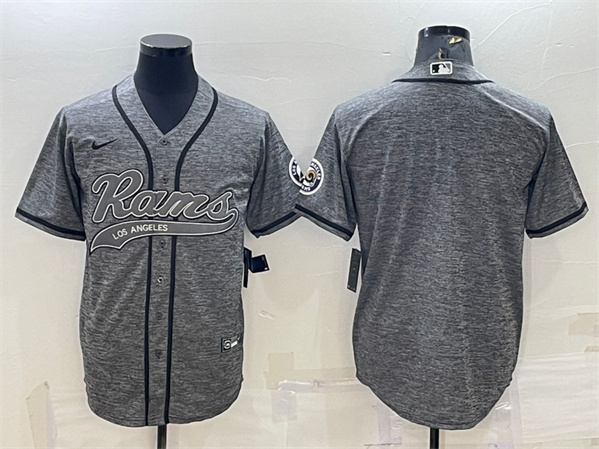 Los Angeles Rams Blank Gray With Patch Cool Base Stitched Baseball Jersey - Zenithce